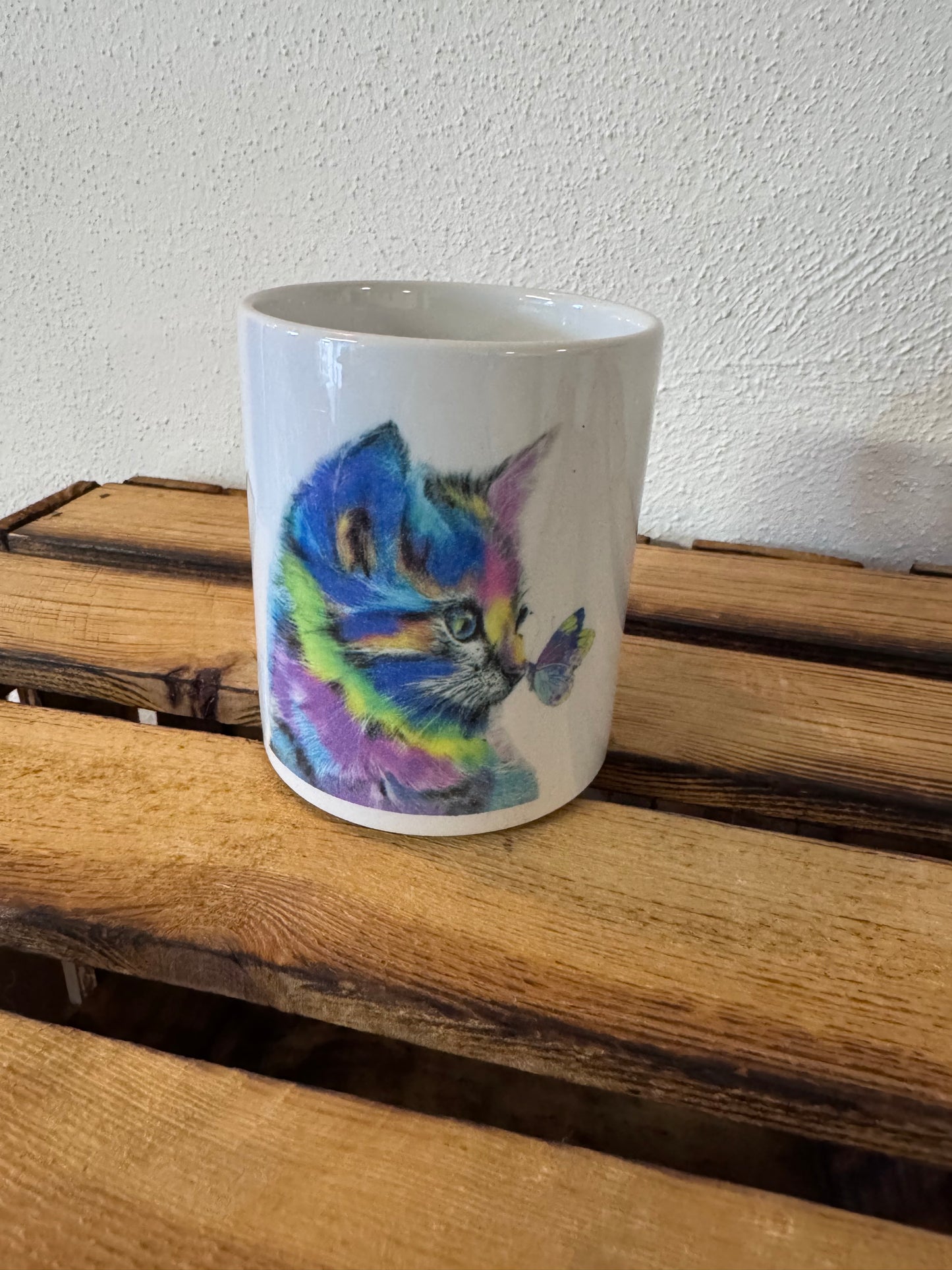 Katze „Schmetterling“ / Tasse sublimiert